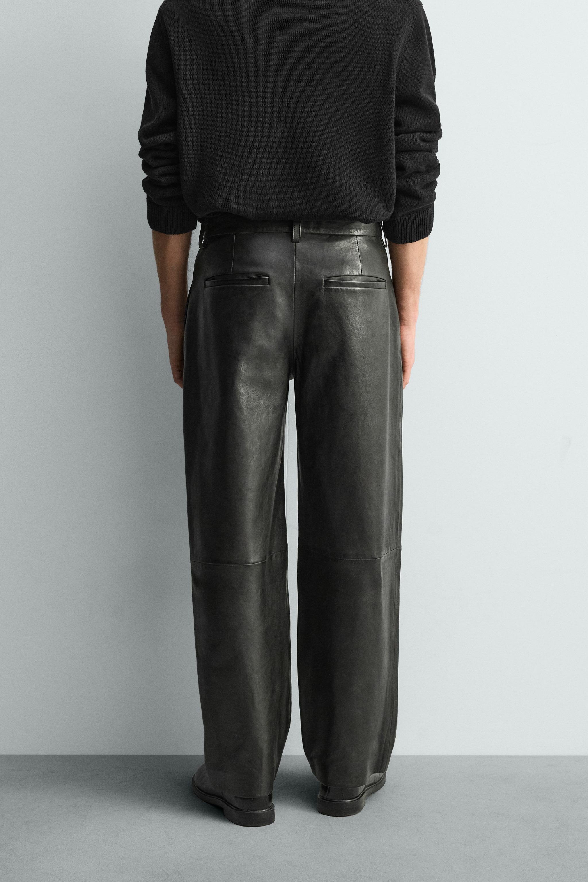 LEATHER STRAIGHT FIT PANTS